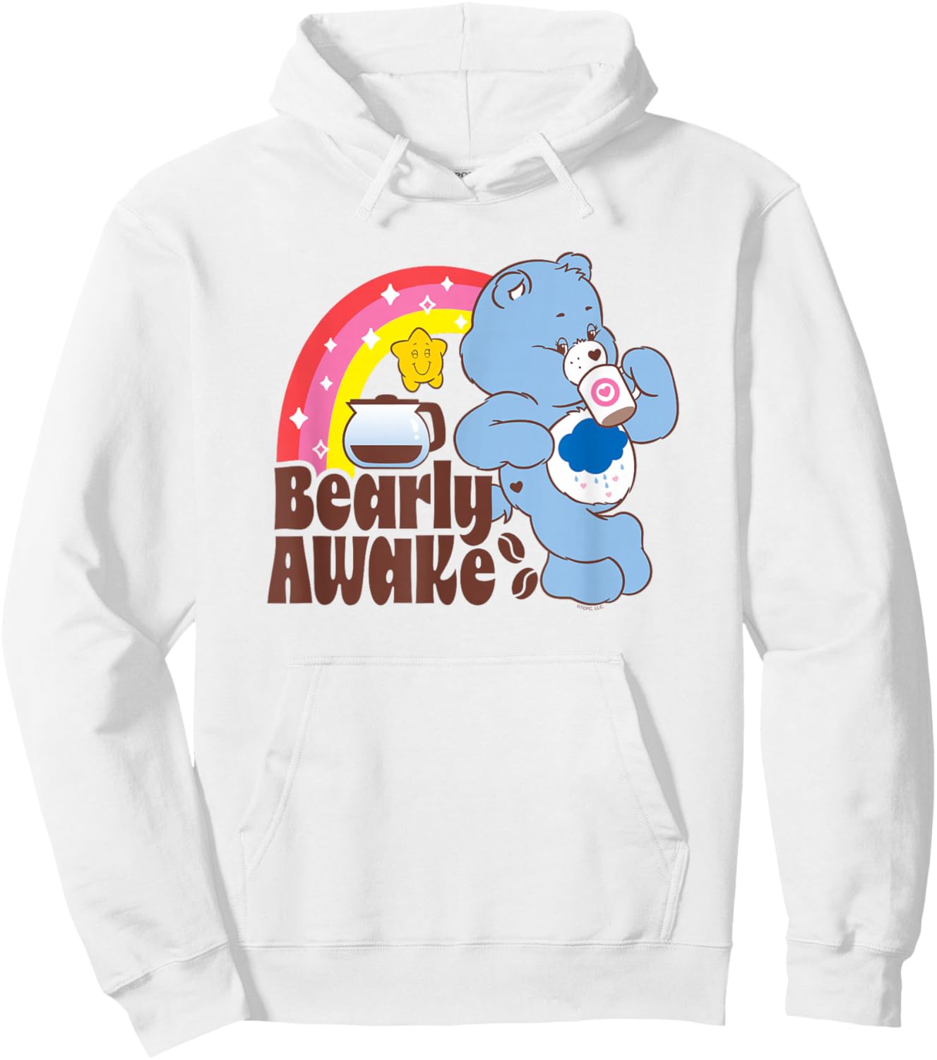 Care Bears Grumpy Bear Bearly Awake Coffee Fan Cartoon Hoodie - Hoodie | White