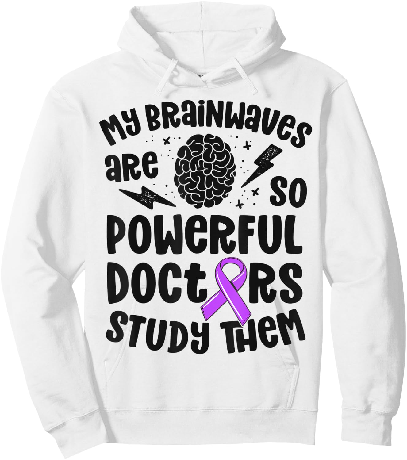 Kids Epilepsy Awareness Shirt Powerful Brainwaves Purple Hoodie - Hoodie | White