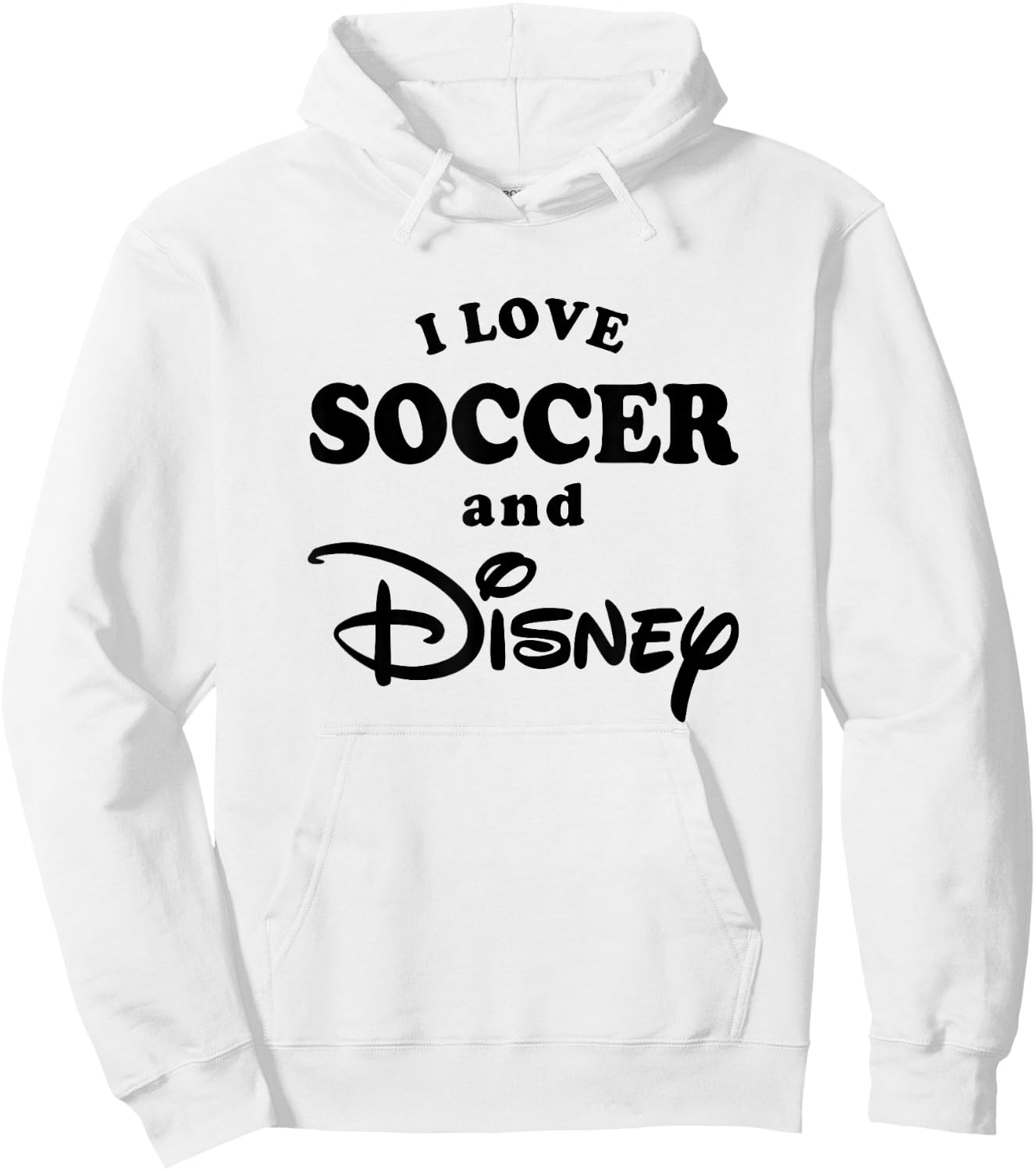 Disney I Love Soccer And Disney Bold Text Big Chest Logo Hoodie - Hoodie | White