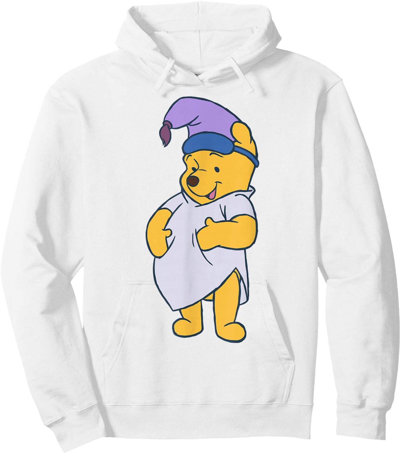 Disney Winnie The Pooh Cute Pooh Ready to Sleep Big Portrait Hoodie - Hoodie | White