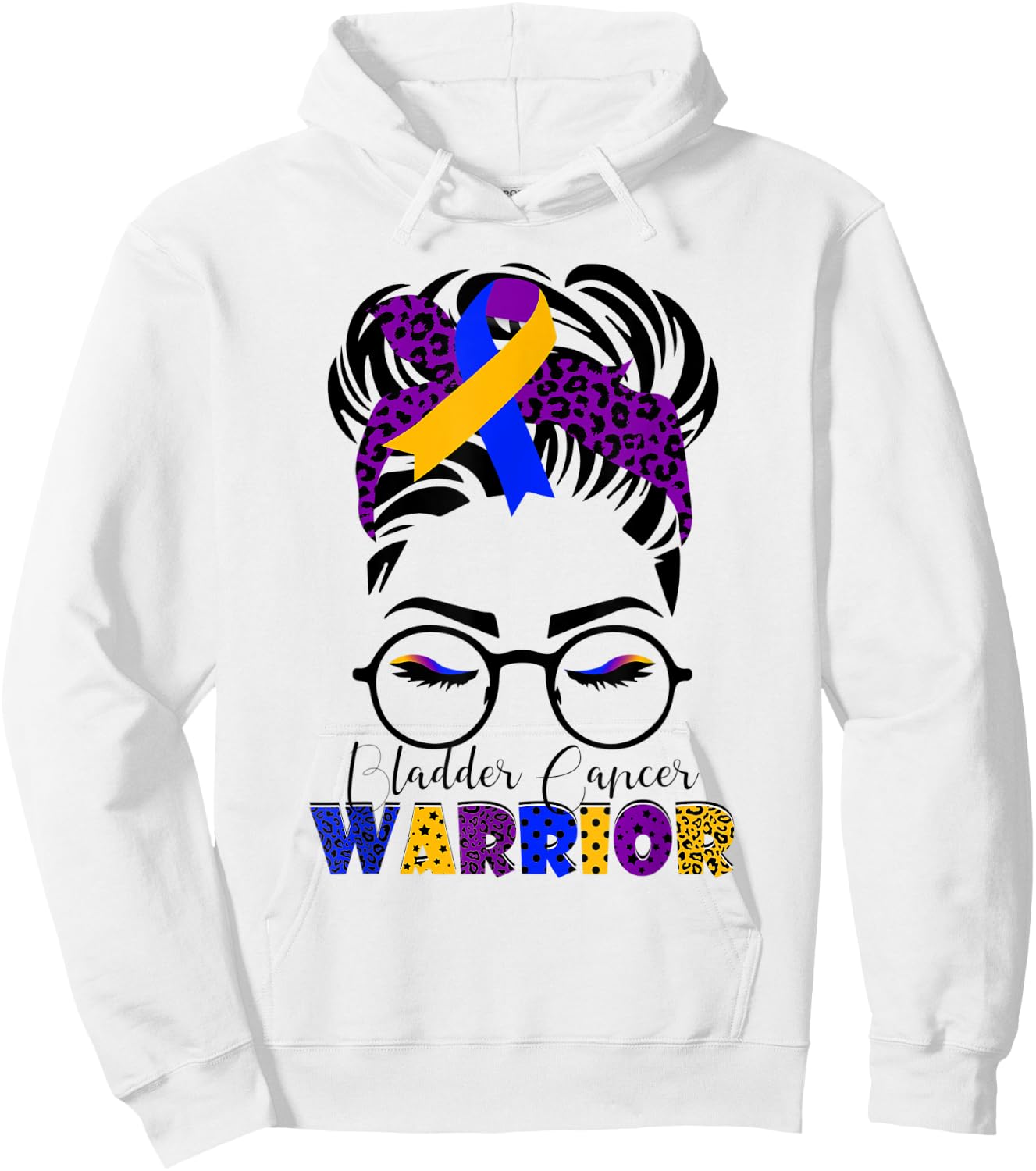 Messy Bun Leopard Bandana Bladder Cancer Warrior Mothers Day Hoodie - Hoodie | White