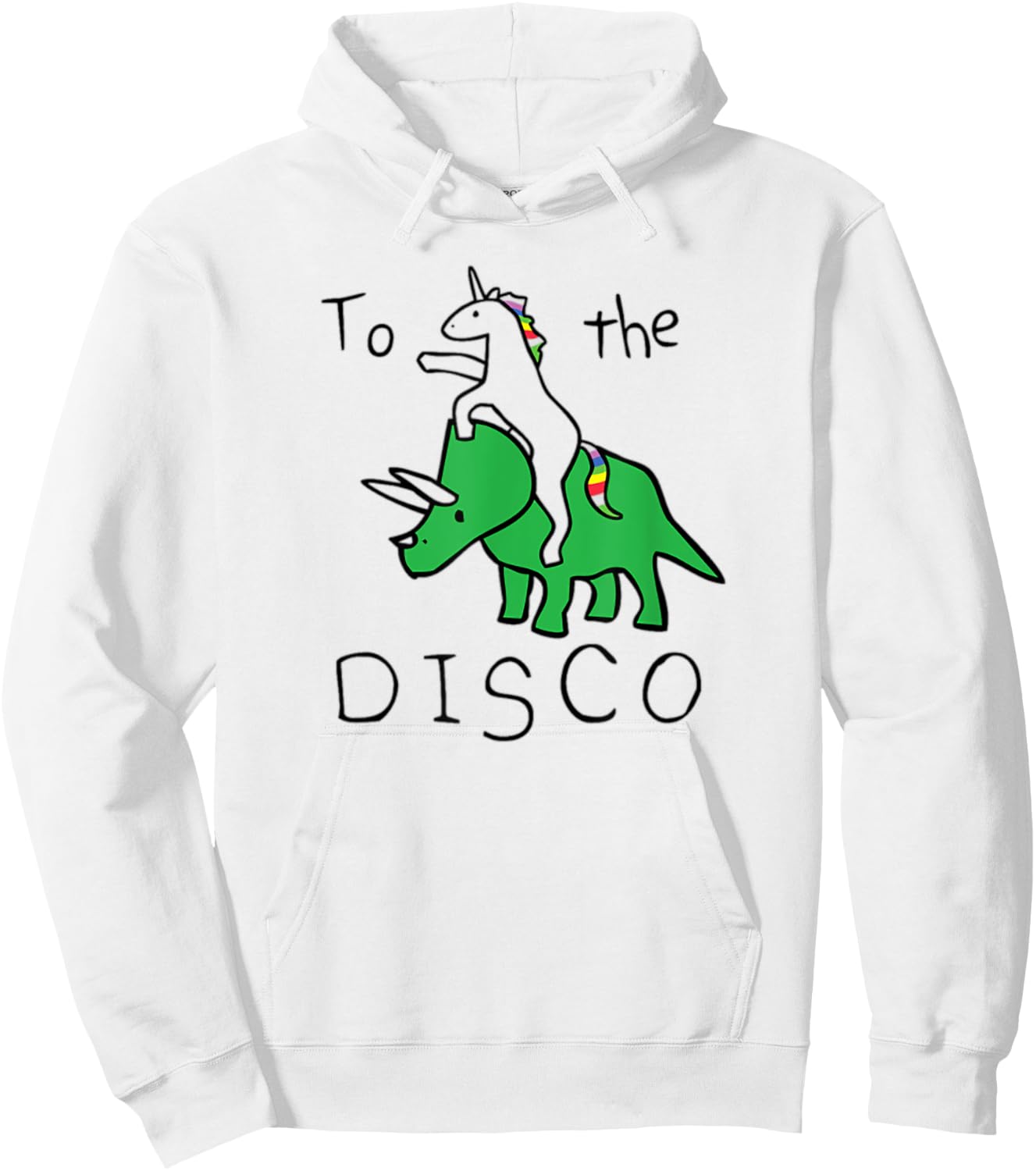 To The Disco Unicorn Riding Dinosaur Hoodie - Hoodie | White