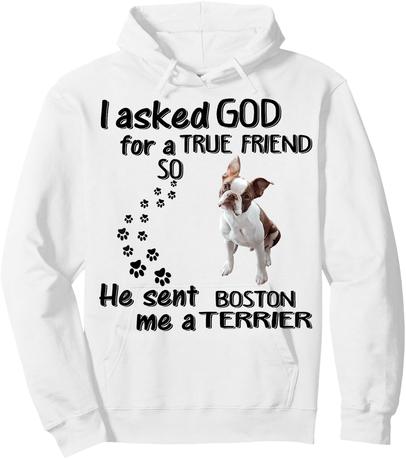 I Asked God For True Friend So He Sent Boston Terrier Hoodie - Hoodie | White