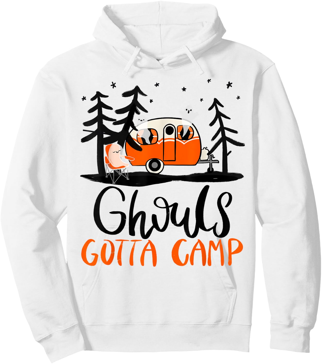 Ghouls Gotta Camp | Funny Punny Halloween Ghost RV Camping Hoodie - Hoodie | White