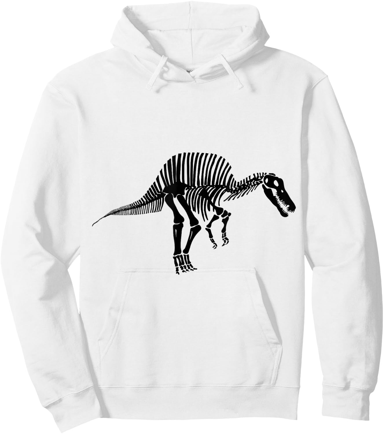 Spinosaurus Dinosaur Fossil Skeleton (Black Logo Design) Hoodie - Hoodie | White