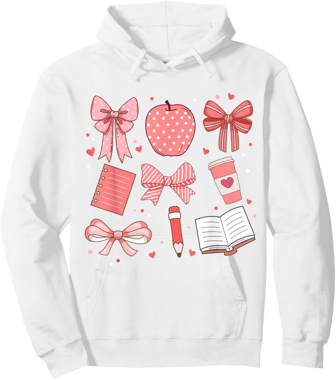 Happy Back To School 1st Day Toddler Girl Boho Coquette Bows Hoodie - Hoodie | White