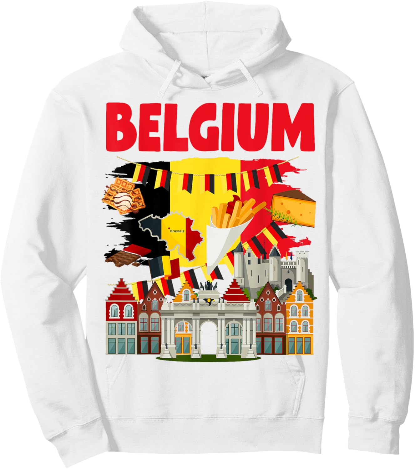 Belgium Flag Outfit Idea For Kids & Novelty Belgian Flag Hoodie - Hoodie | White