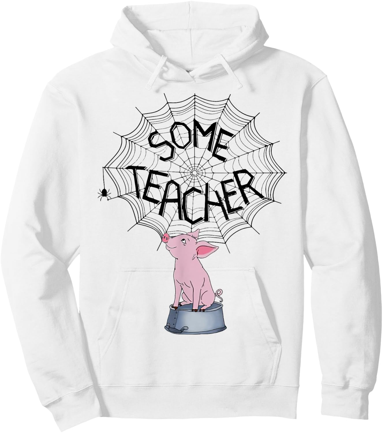 Some Teacher SpiderWeb Funny Pig Reading Books Lovers Women Hoodie - Hoodie | White
