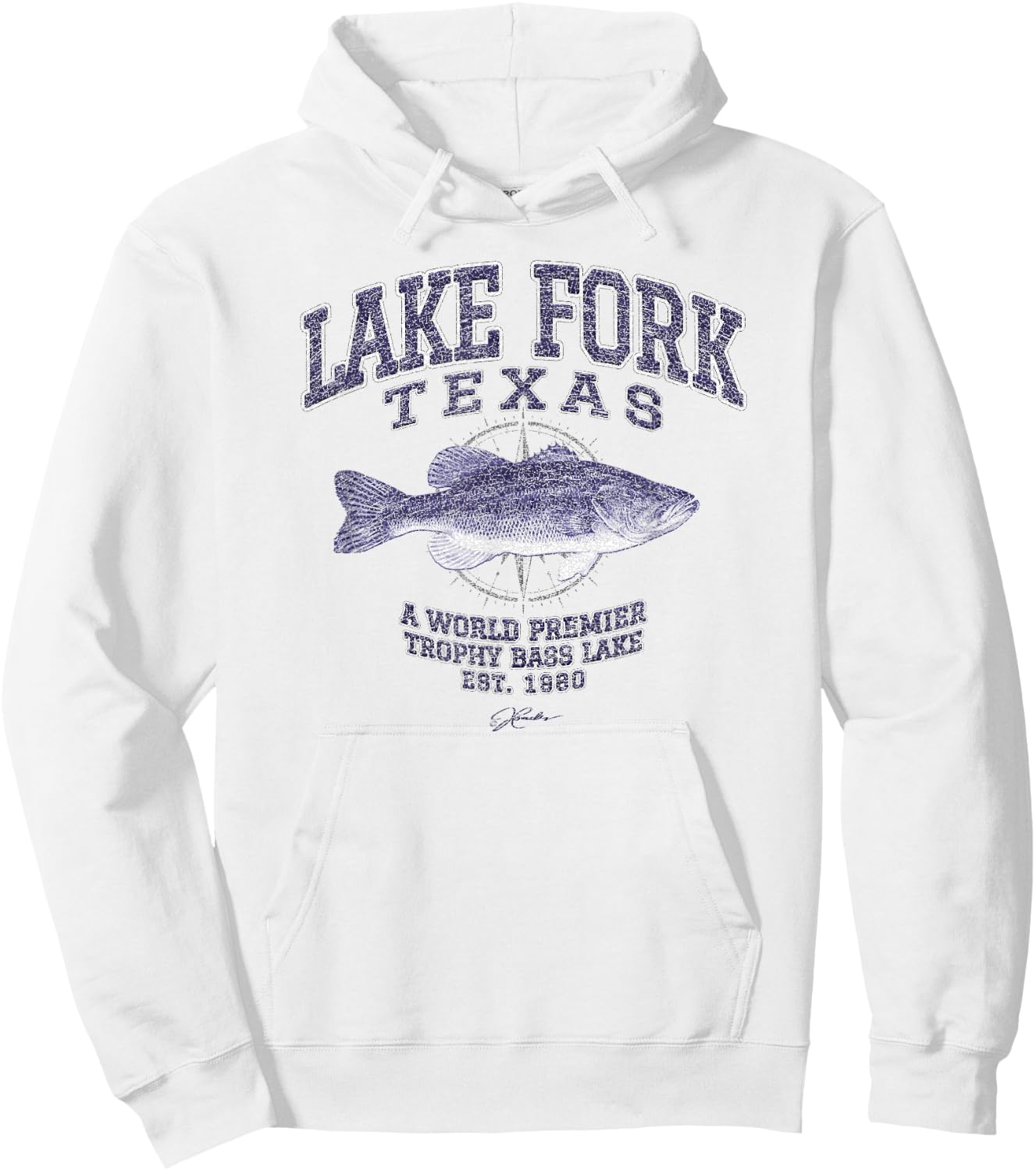 JCombs: Lake Fork, TX, with Largemouth Bass Hoodie - Hoodie | White