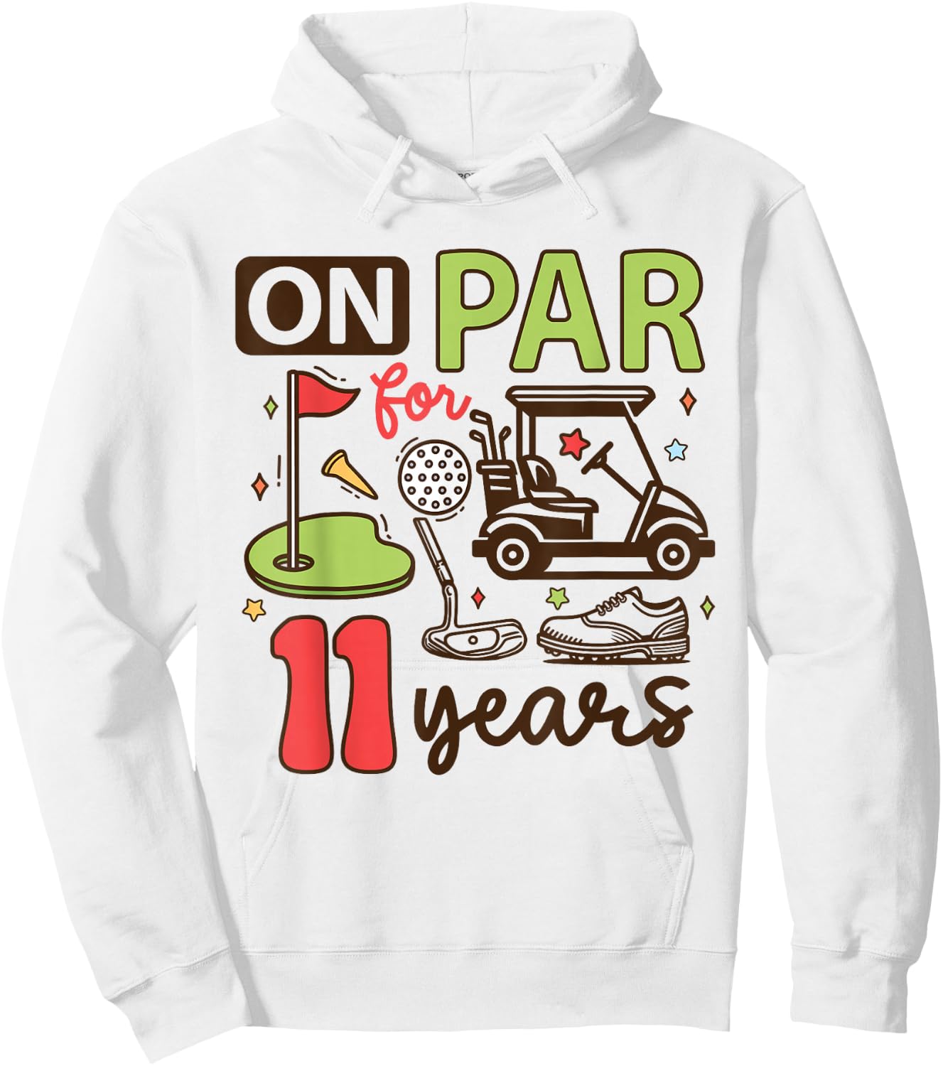Funny 11th Birthday Golf Shirt 11 Years Old Golfer Kids Boys Hoodie - Hoodie | White
