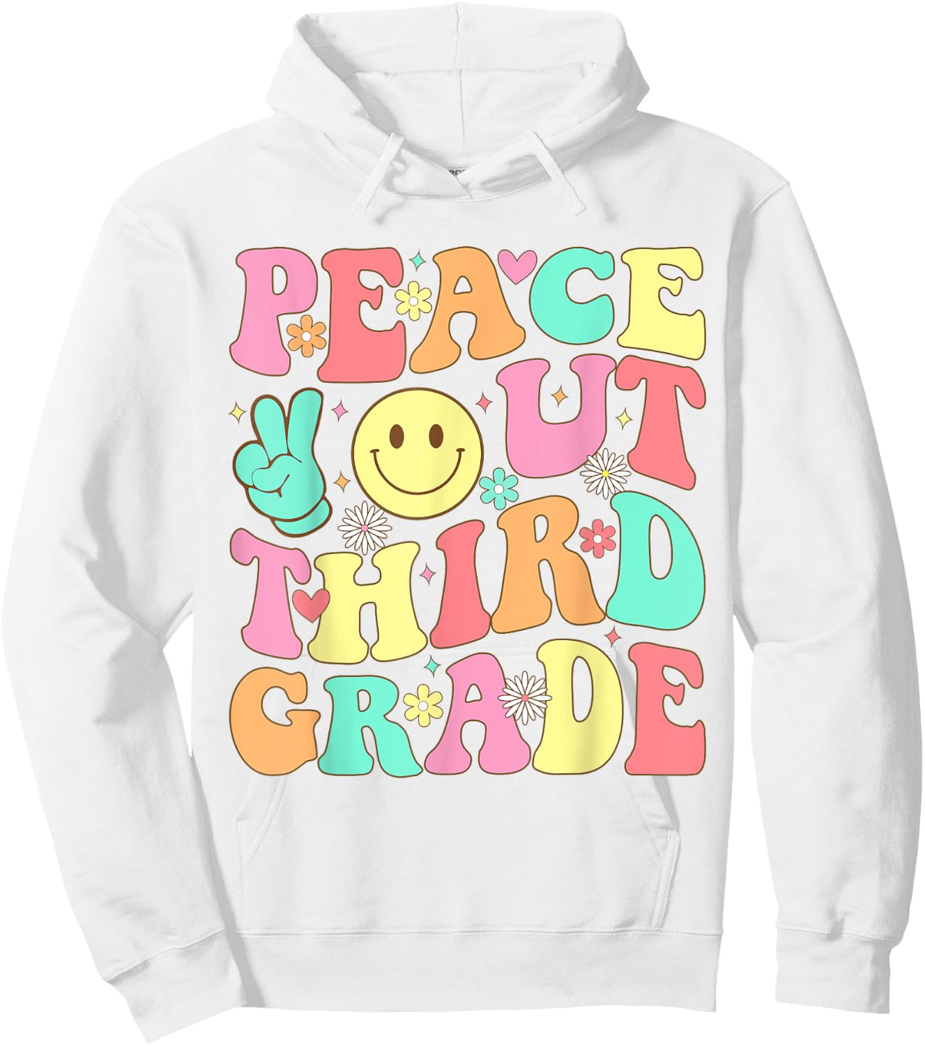 Peace Out Third Grade Groovy 3rd Grade Last day of school Hoodie - Hoodie | White