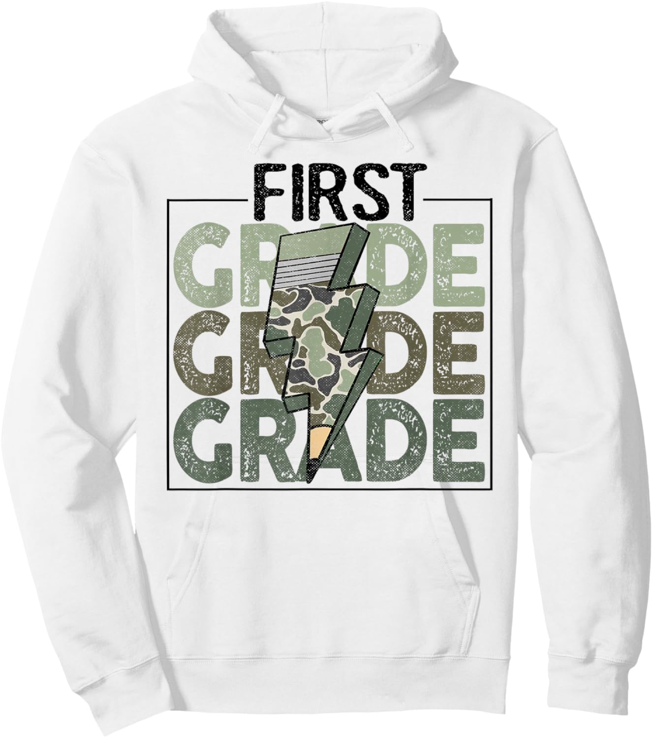 First Grade Boys Camouflage Camo Military 1st Day of School Hoodie - Hoodie | White