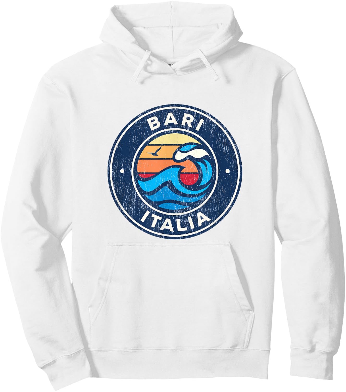 Bari Italy Vintage Nautical Waves Design Hoodie - Hoodie | White