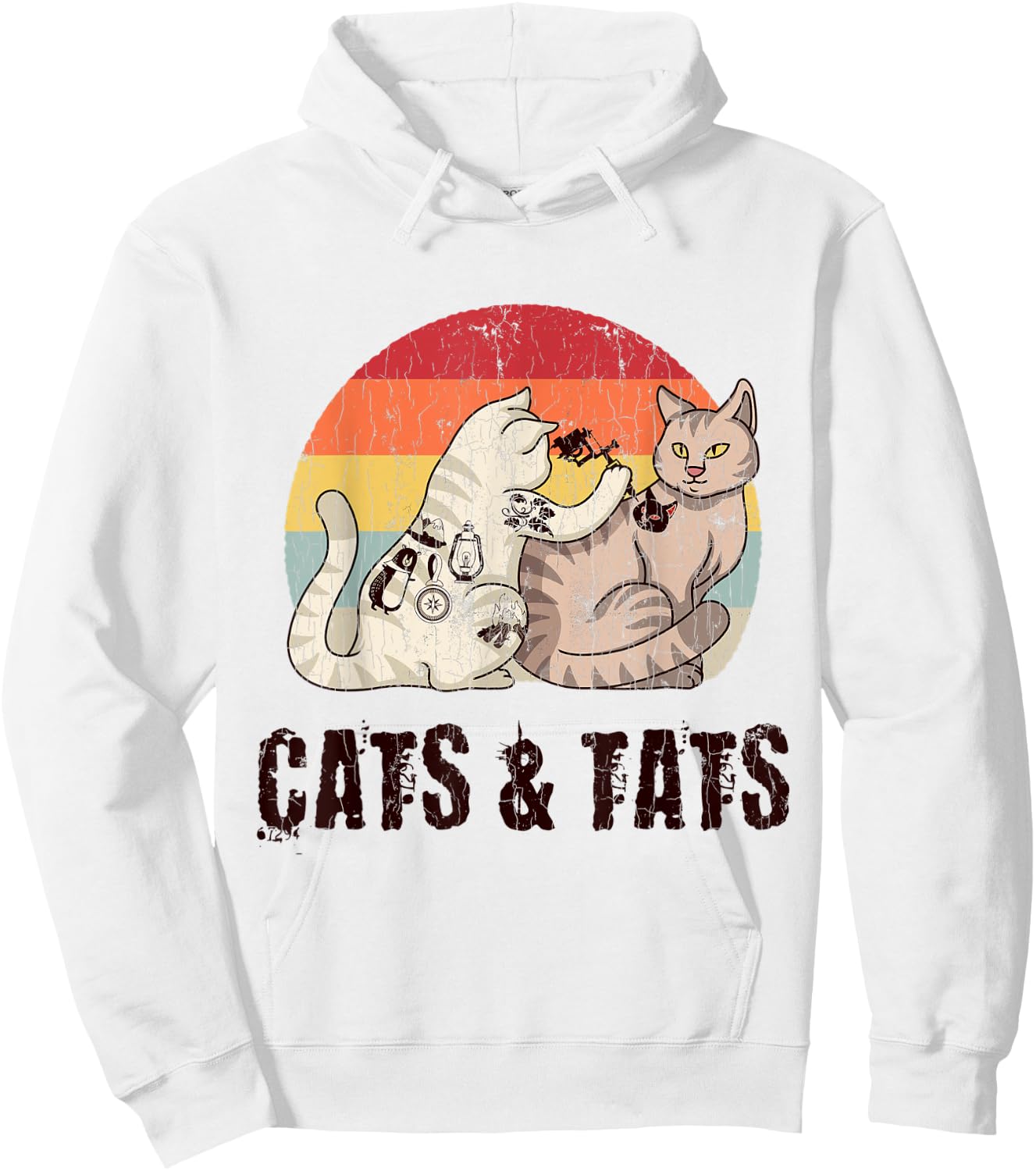 Cats And Tats Tattoo Cute Funny Gift Hoodie - Hoodie | White