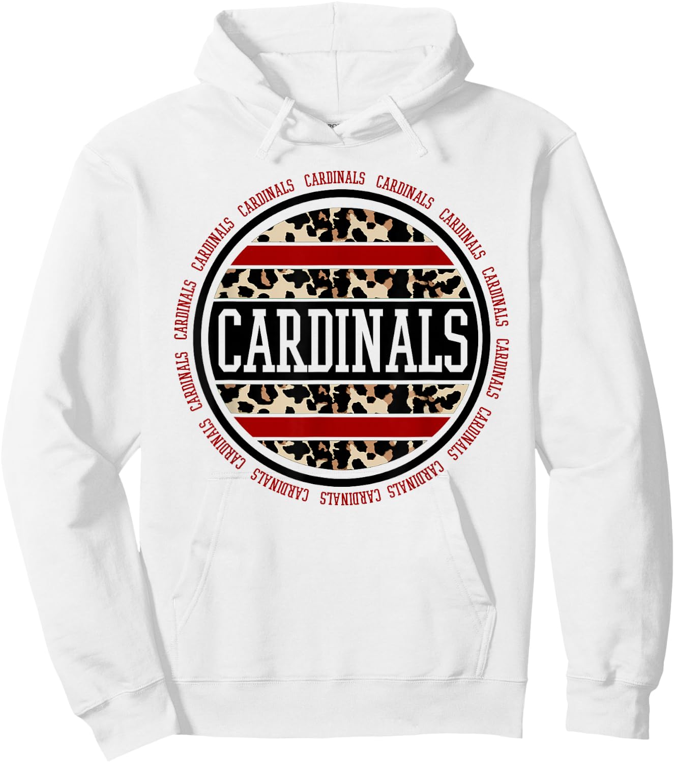 Cardinals School Spirit Leopard Print Teacher Gift Hoodie - Hoodie | White