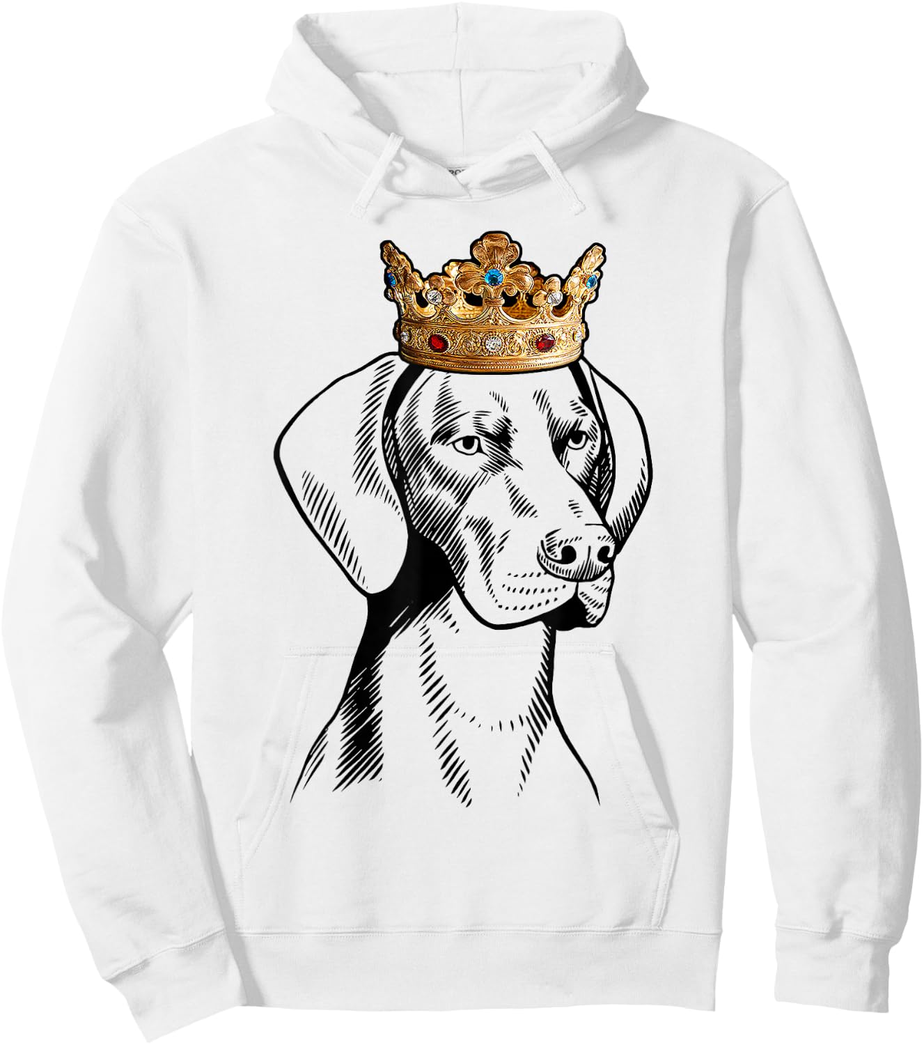 German Shorthaired Pointer Dog Wearing Crown Hoodie - Hoodie | White