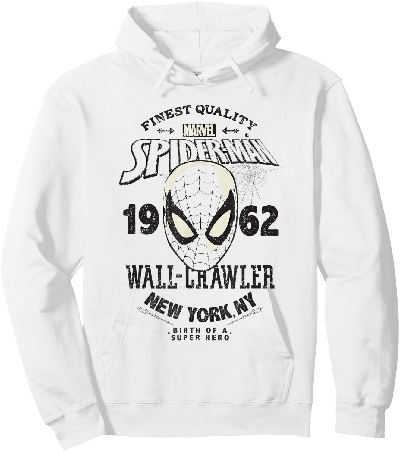 Marvel Spider-Man 1962 Birth Of A Super Hero Big Retro Logo Hoodie - Hoodie | White
