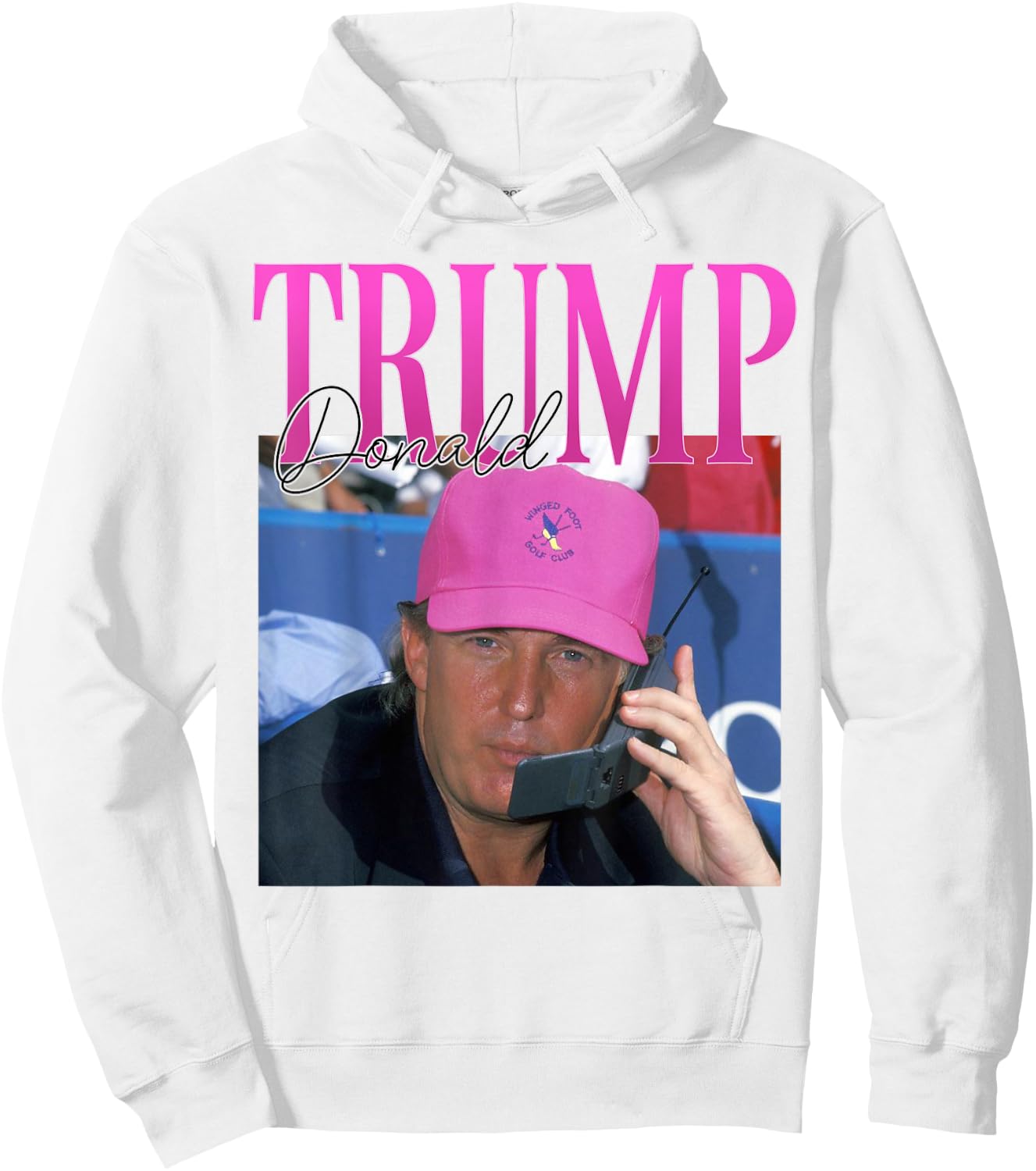 Funny Donald Trump Miss Me Yet Y2K Vintage 90s Trump Pink Hoodie - Hoodie | White