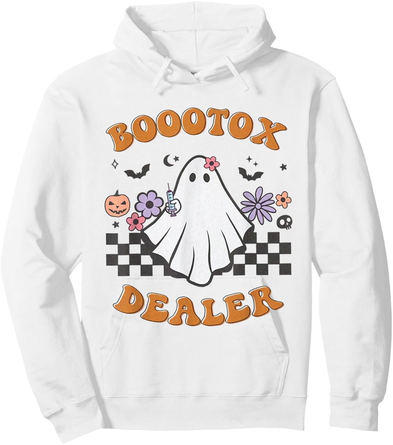 Nurse Injector Halloween Retro Botox Dealer Ghost Pumpkin Hoodie - Hoodie | White