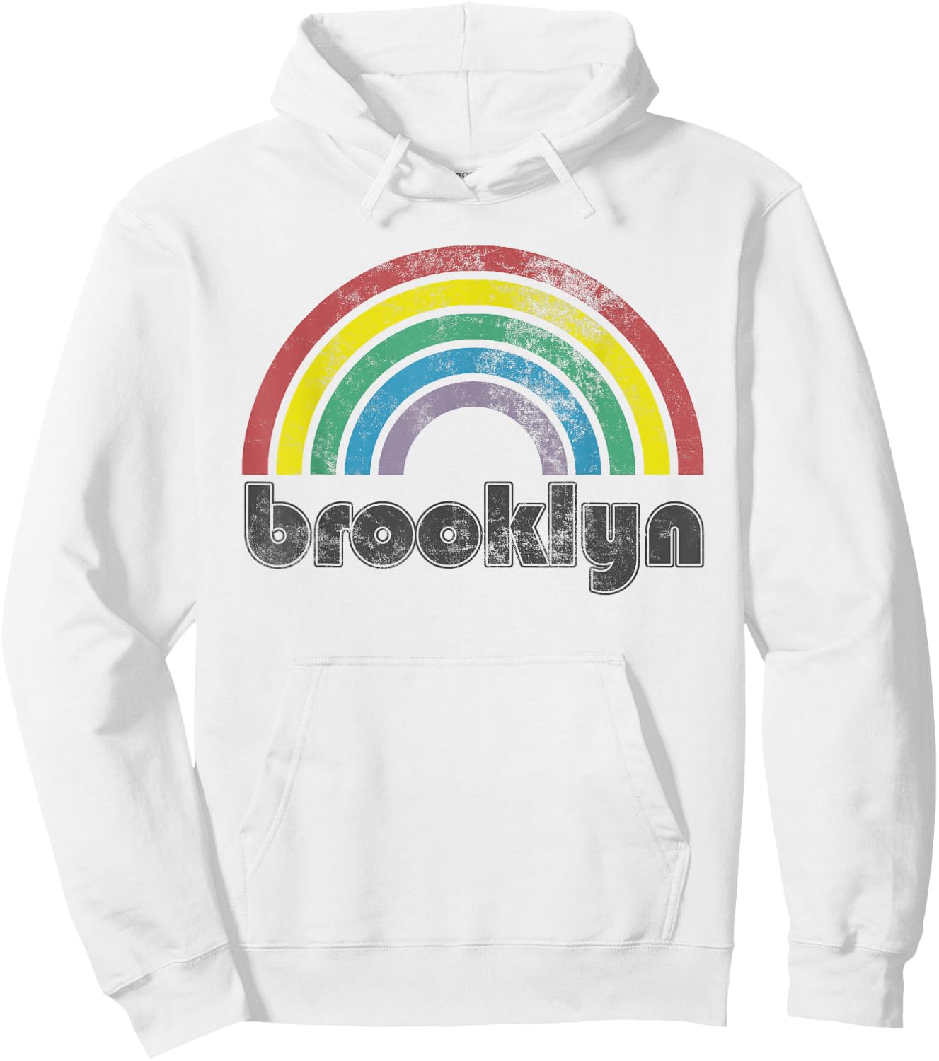 Brooklyn New York Rainbow 70's 80's Style Retro Gift Hoodie - Hoodie | White