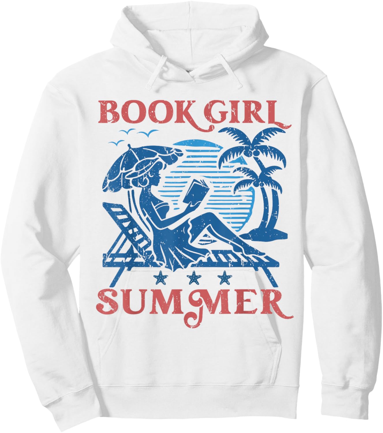 Women Vintage Book Girl Summer Bookish Vacation Funny Reader Hoodie - Hoodie | White