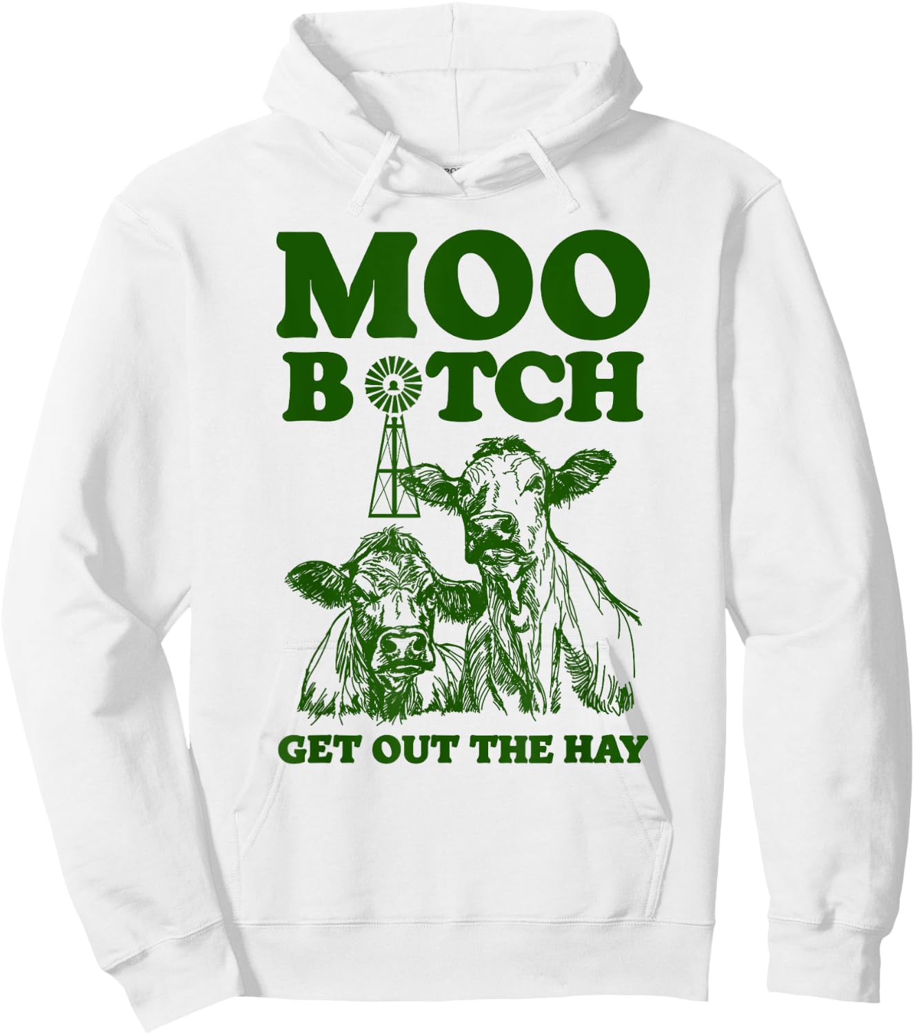 Moo Bitch Get Out The Hay Funny Cow Pun Rap Hip Hop Hoodie - Hoodie | White