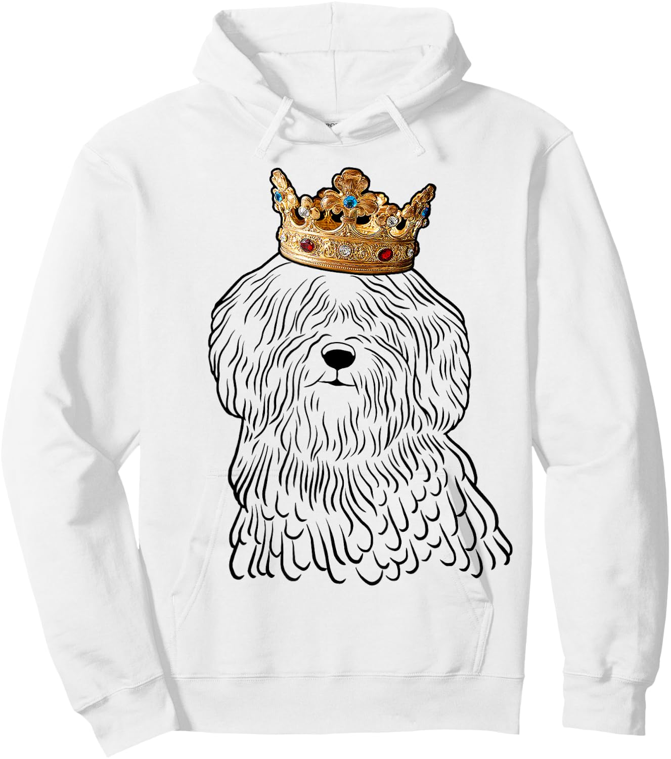 Puli Dog Wearing Crown Hoodie - Hoodie | White