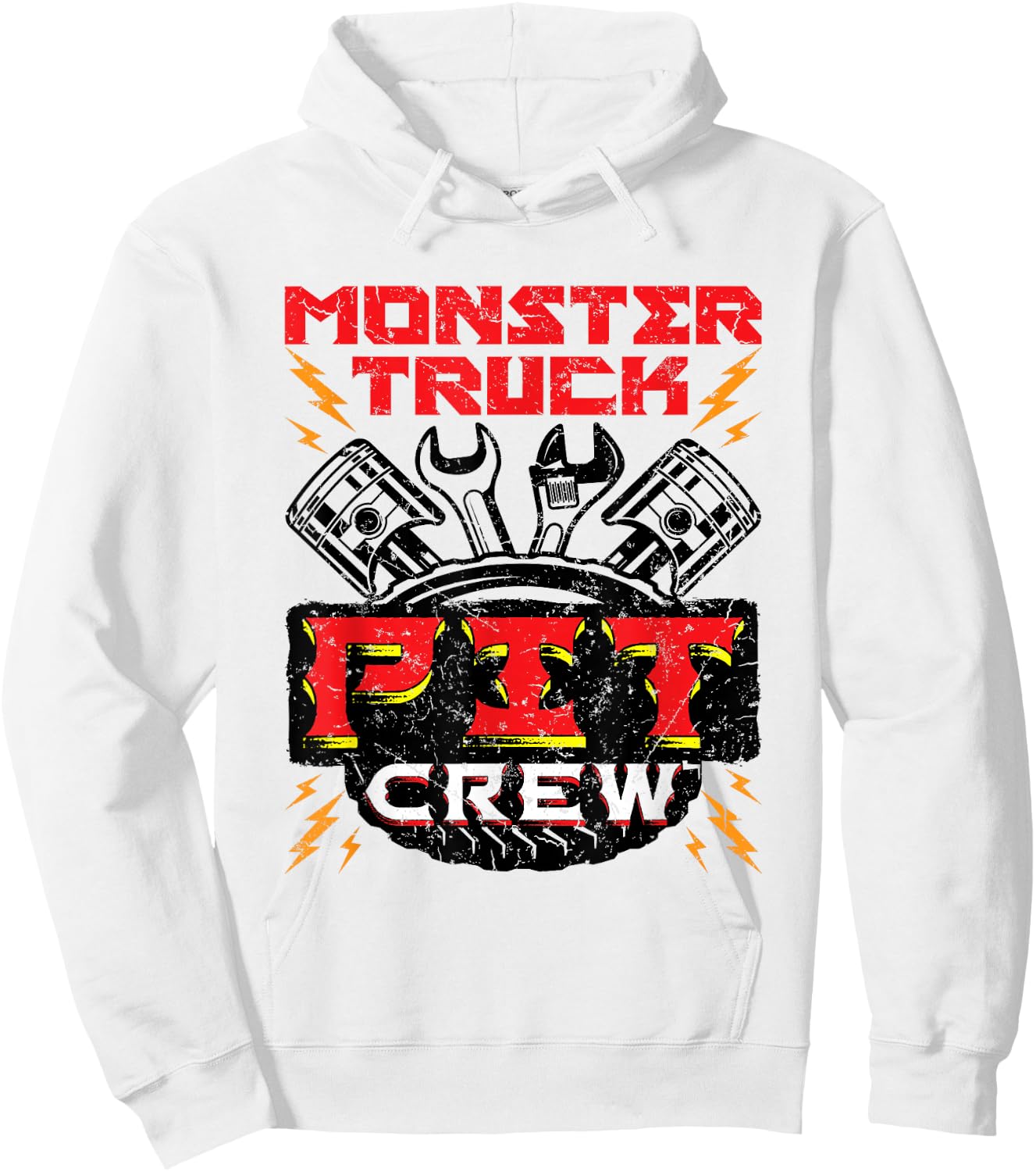 Monster Truck Pit Crew Men Boys Jam Rally Hoodie - Hoodie | White