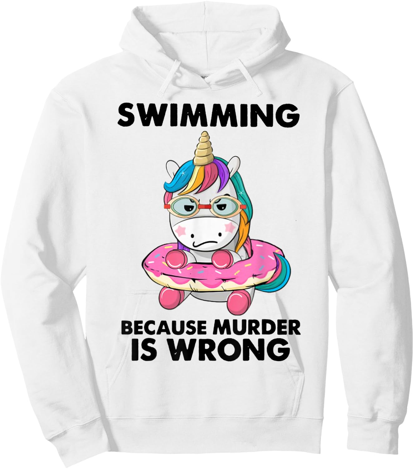 Swimming Because Murder Is Wrong Swimming Unicorn Hoodie - Hoodie | White