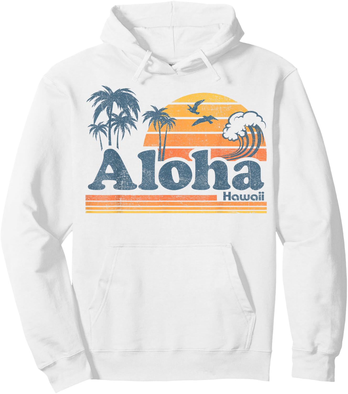 Aloha Hawaii Vintage Beach Summer Surfing 70s Retro Hawaiian Hoodie - Hoodie | White