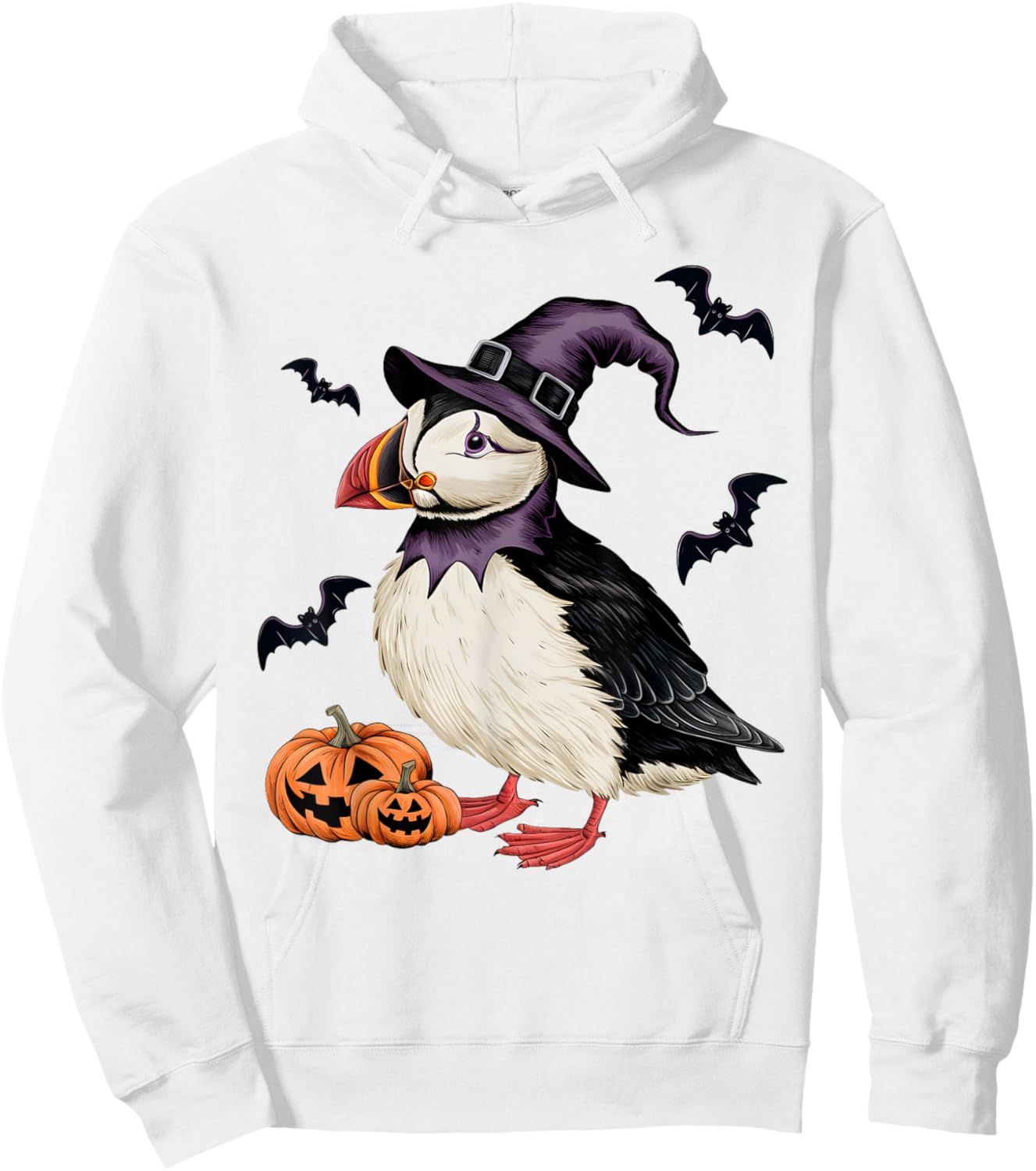 Puffin Bird Halloween Costume Scary Pumpkin Bat Witch Hoodie - Hoodie | White