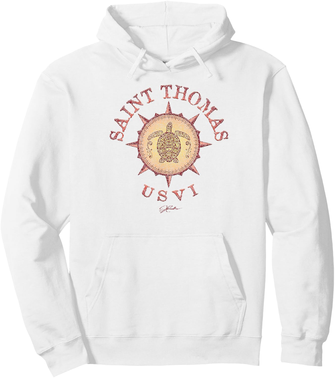 JCombs: Saint Thomas, USVI, Sea Turtle on Windrose Hoodie - Hoodie | White