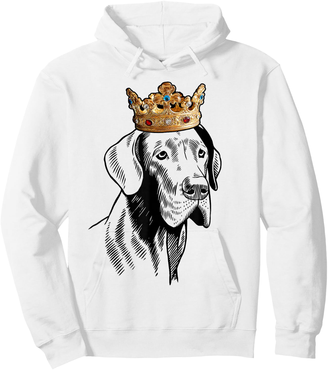 Great Dane Dog Wearing Crown Hoodie - Hoodie | White