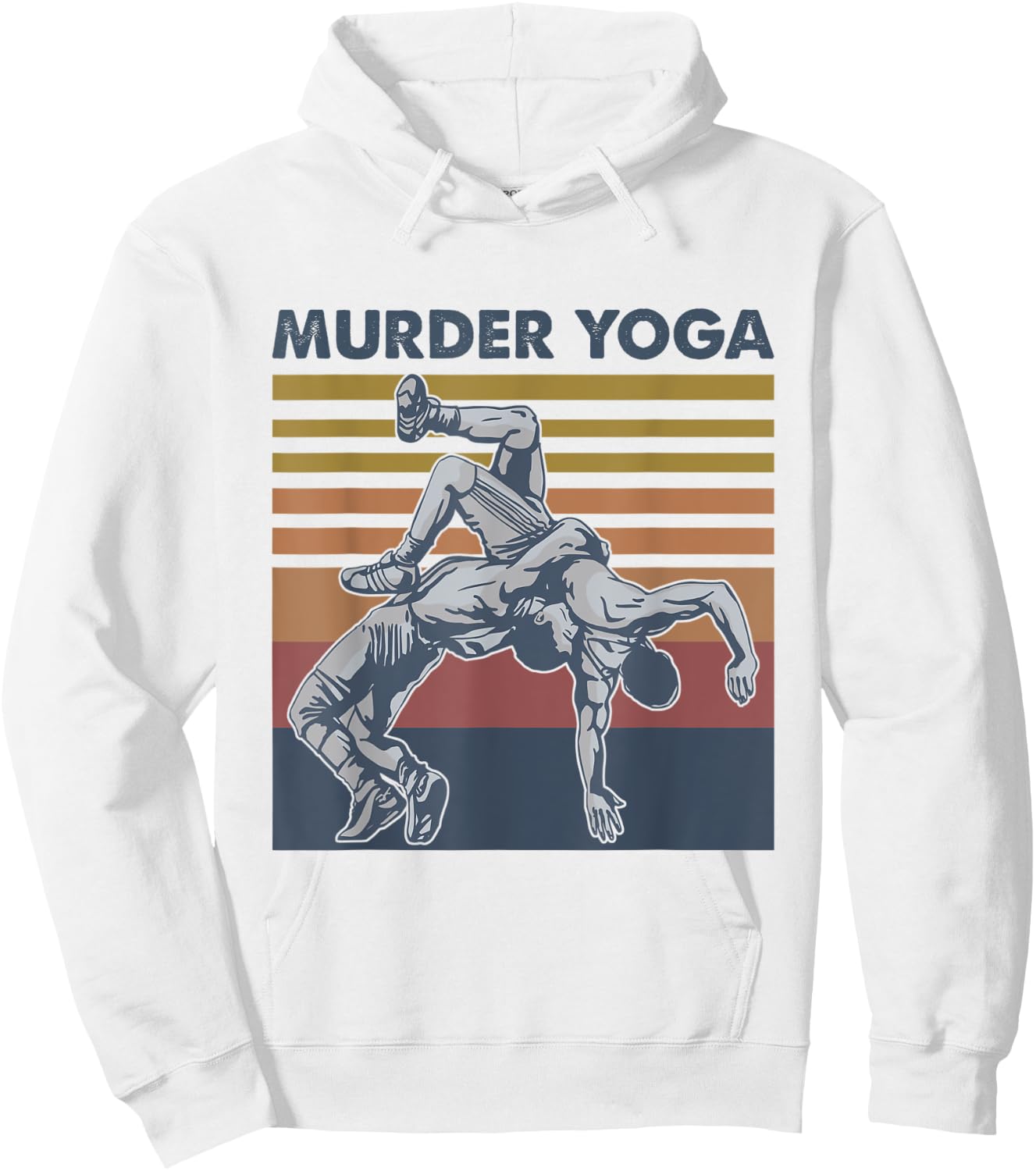 Murder Yoga Vintage Retro Funny Hoodie - Hoodie | White