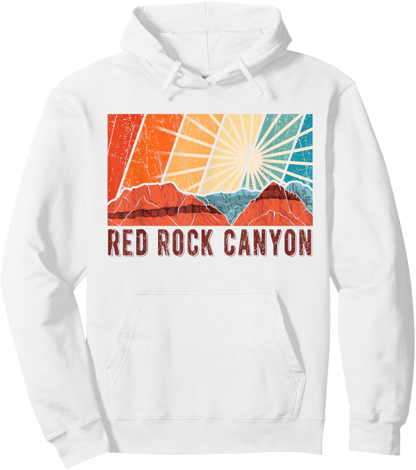 Retro Red Rock Canyon Nevada Souvenir Graphic Themed Print Hoodie - Hoodie | White