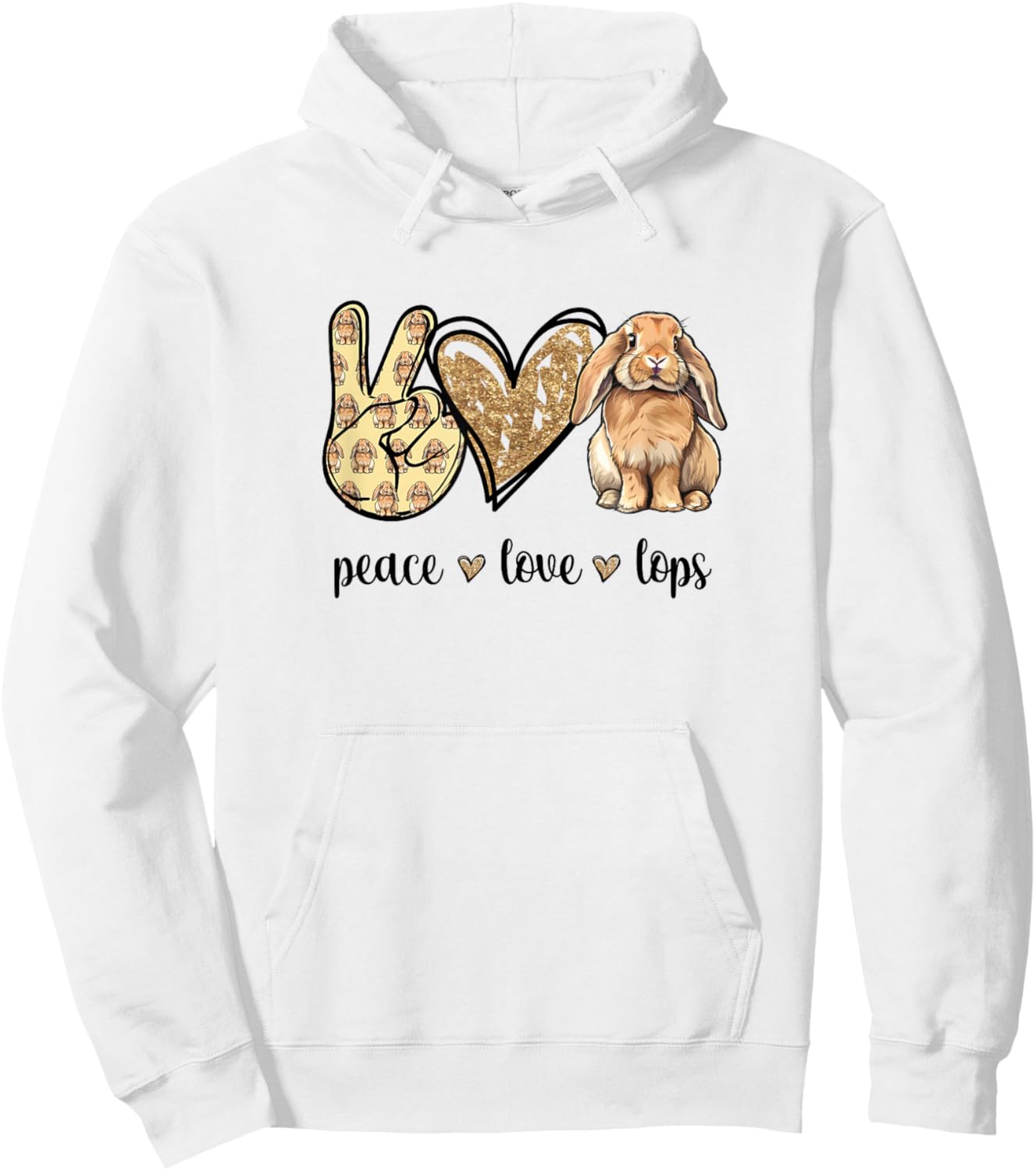 Peace Love Mini Holland Lop Bunny Rabbit Lover Hoodie - Hoodie | White