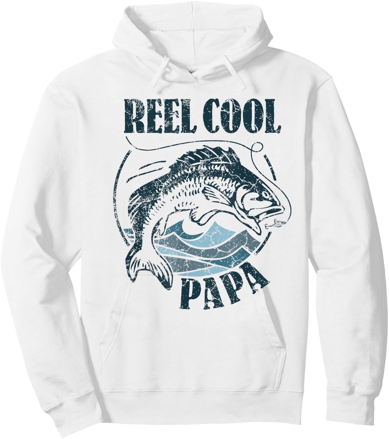 Reel Cool Papa Fishing Dad Gifts Father's Day Bass Fisherman Hoodie - Hoodie | White