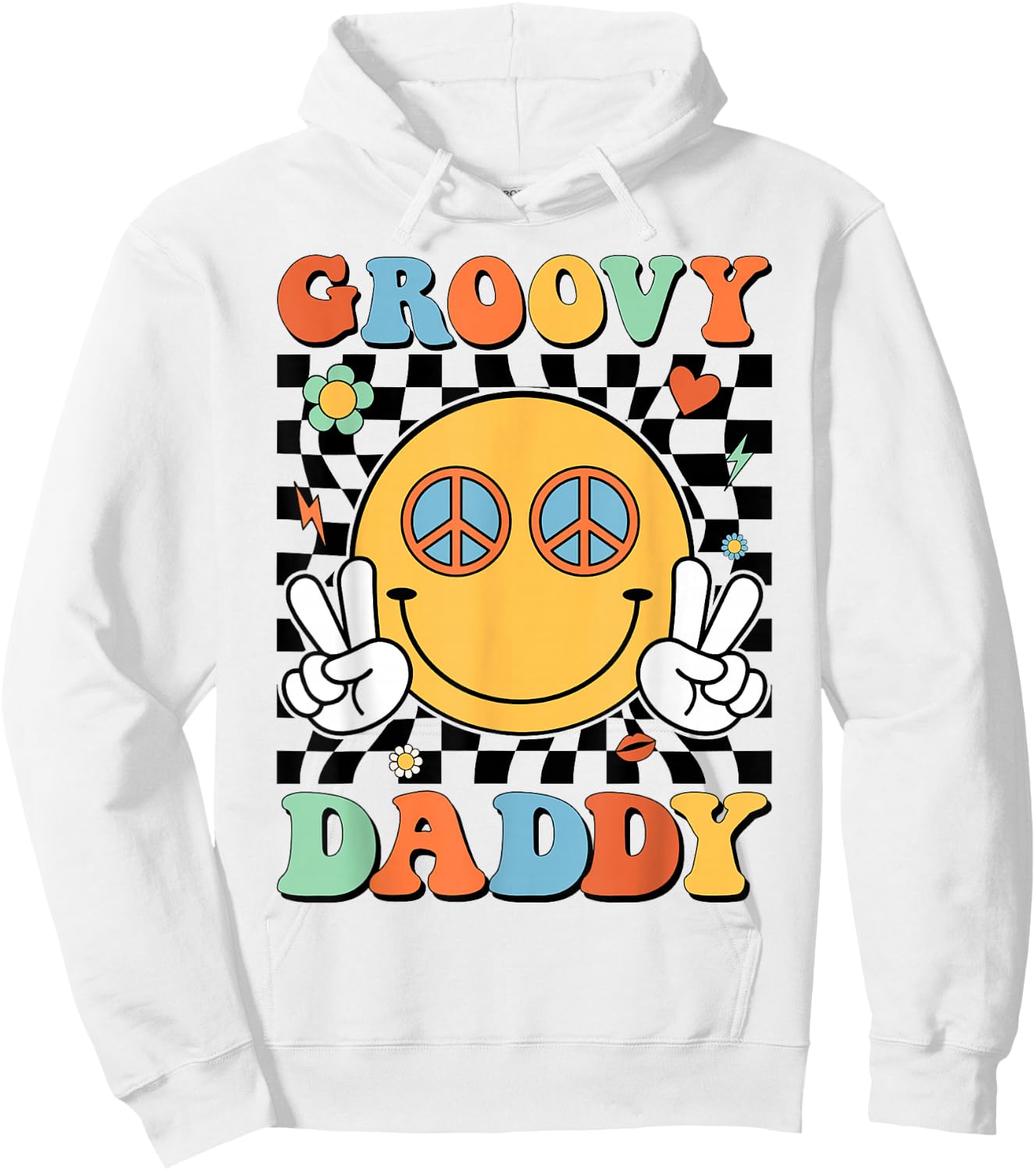 Groovy Daddy Matching Family 70s 80s Retro Hippie Costume Hoodie - Hoodie | White