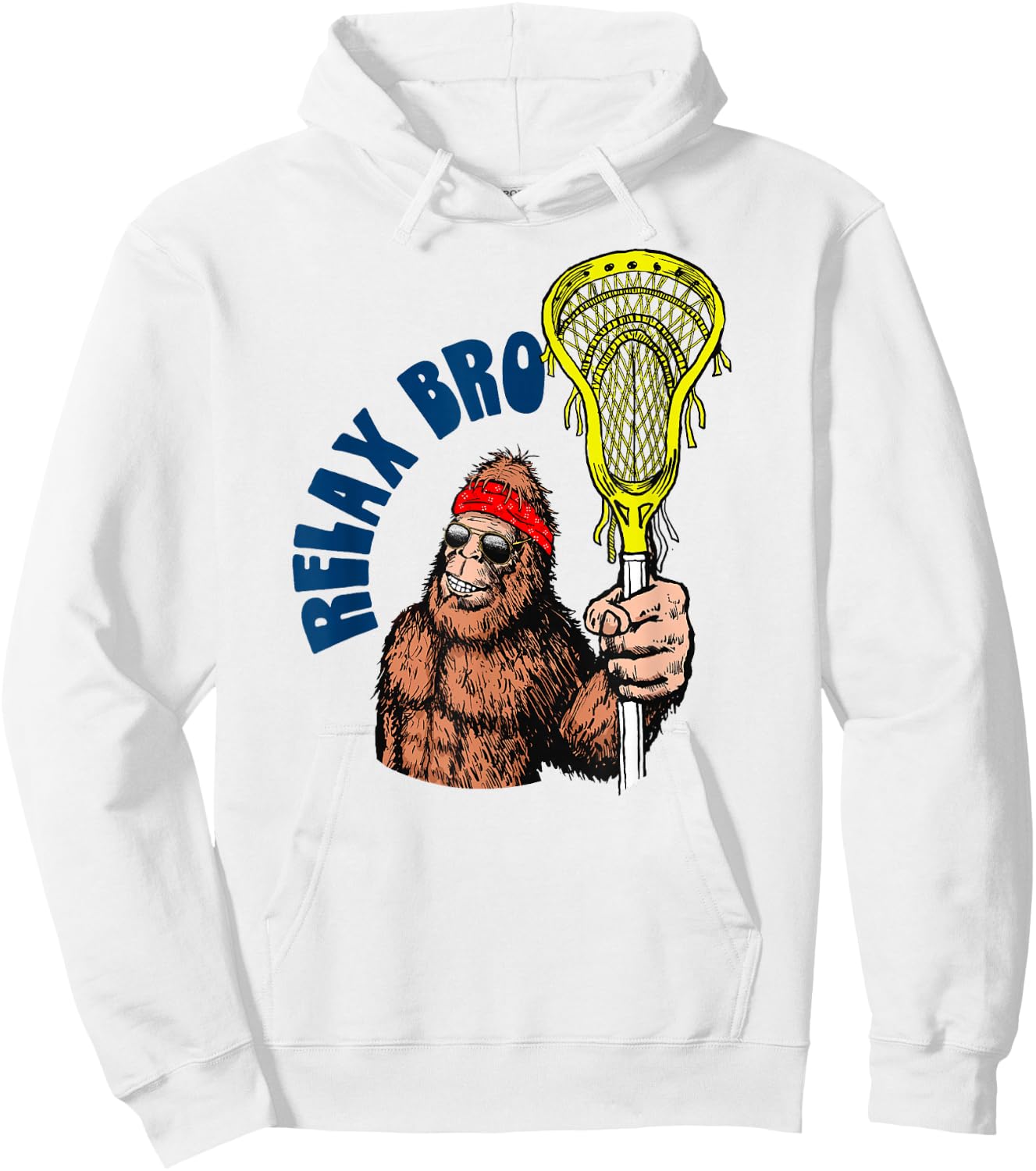 Relax Bro! Funny Sasquatch Lax Bigfoot Lacrosse Vintage 80s Hoodie - Hoodie | White