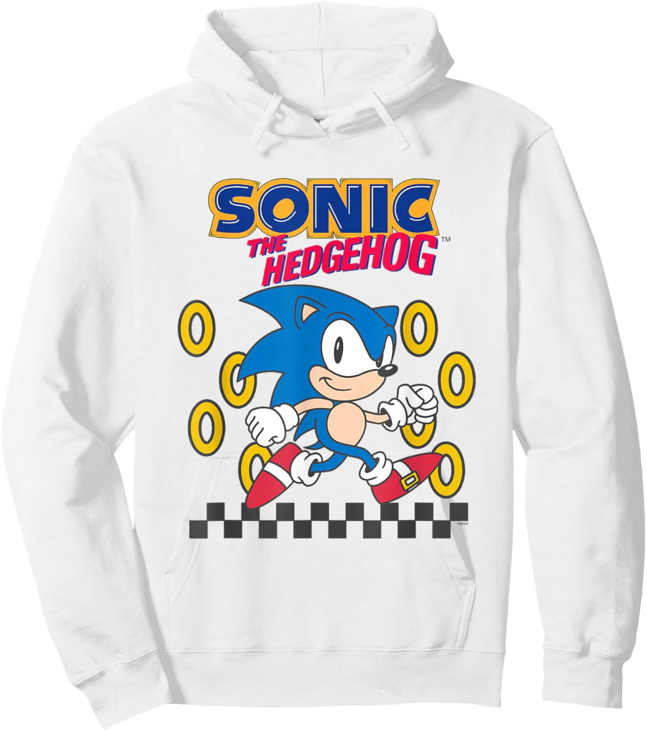 Sonic The Hedgehog Cute Run Through Golden Rings Retro Hoodie - Hoodie | White