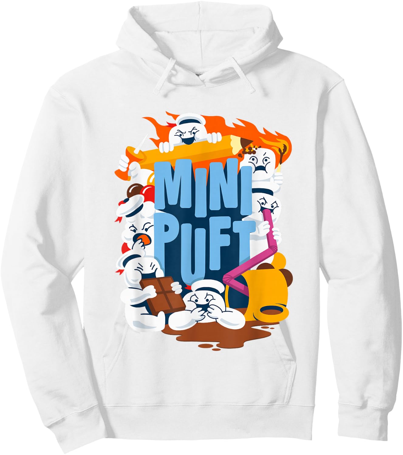 Ghostbusters Cute Mini Puft Being A Mess Group Shot Poster Hoodie - Hoodie | White