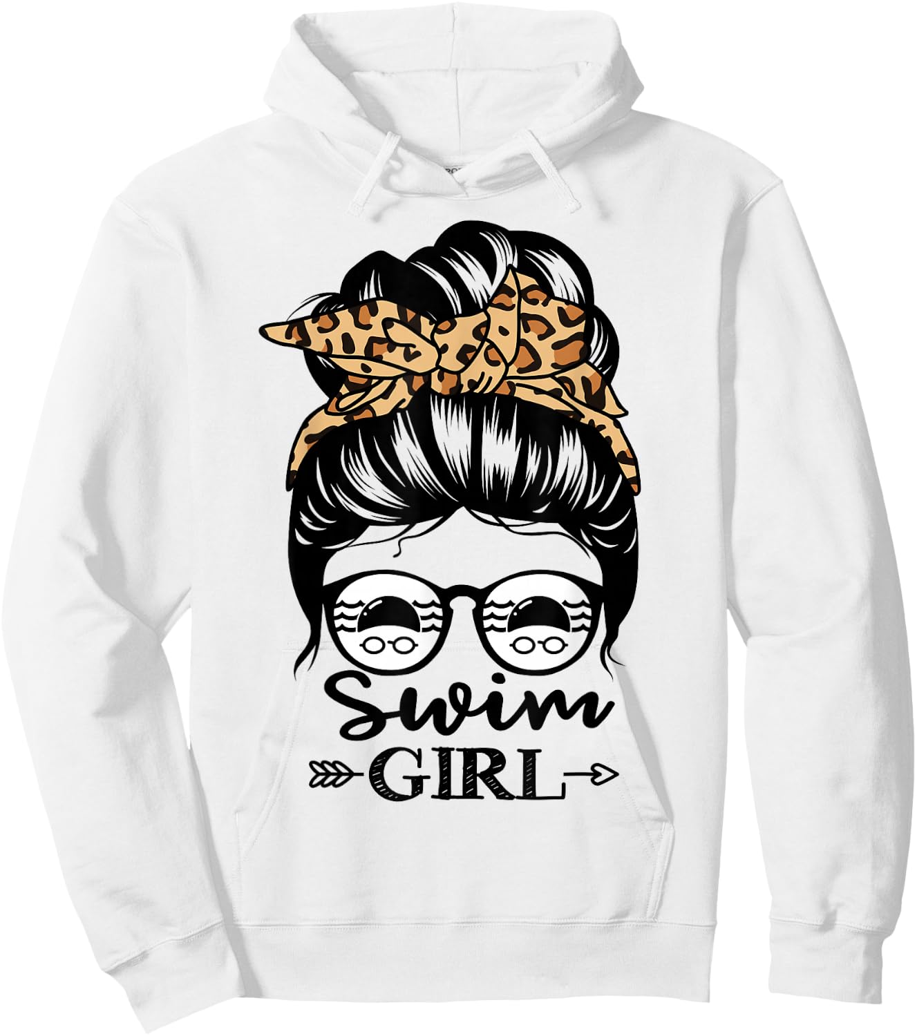 Swim Girl Messy Bun Hair Funny Swimmer Hoodie - Hoodie | White
