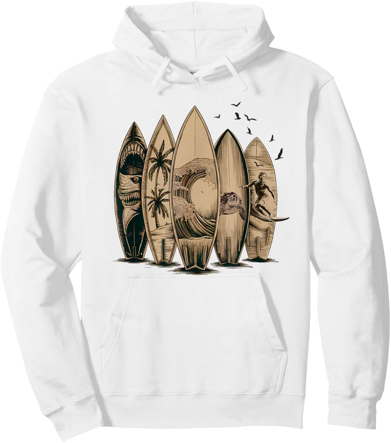Cool Surfing Tropical Surfboards Vintage Surfboarder Surfer Hoodie - Hoodie | White