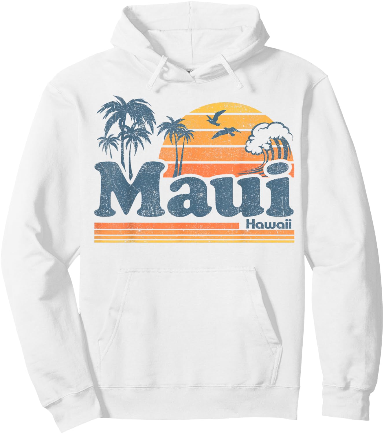 Maui Hawaii Vintage Surf Beach Surfing 70's Retro Hawaiian Hoodie - Hoodie | White