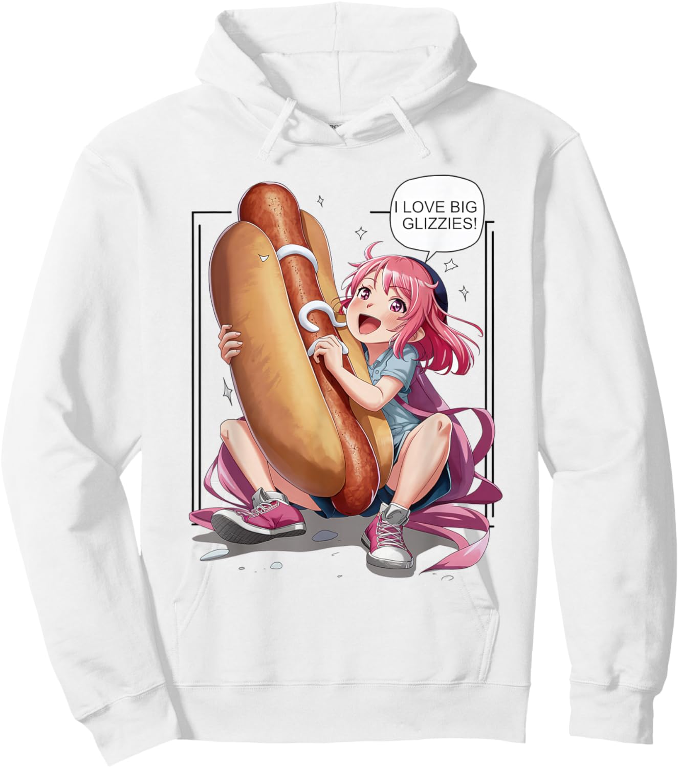 I Love Big Glizzies Anime Girl Hoodie - Hoodie | White