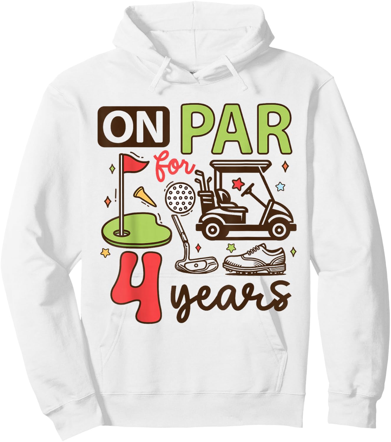 Funny 4th Birthday Golf Shirt 4 Years Old Golfer Kids Boys Hoodie - Hoodie | White