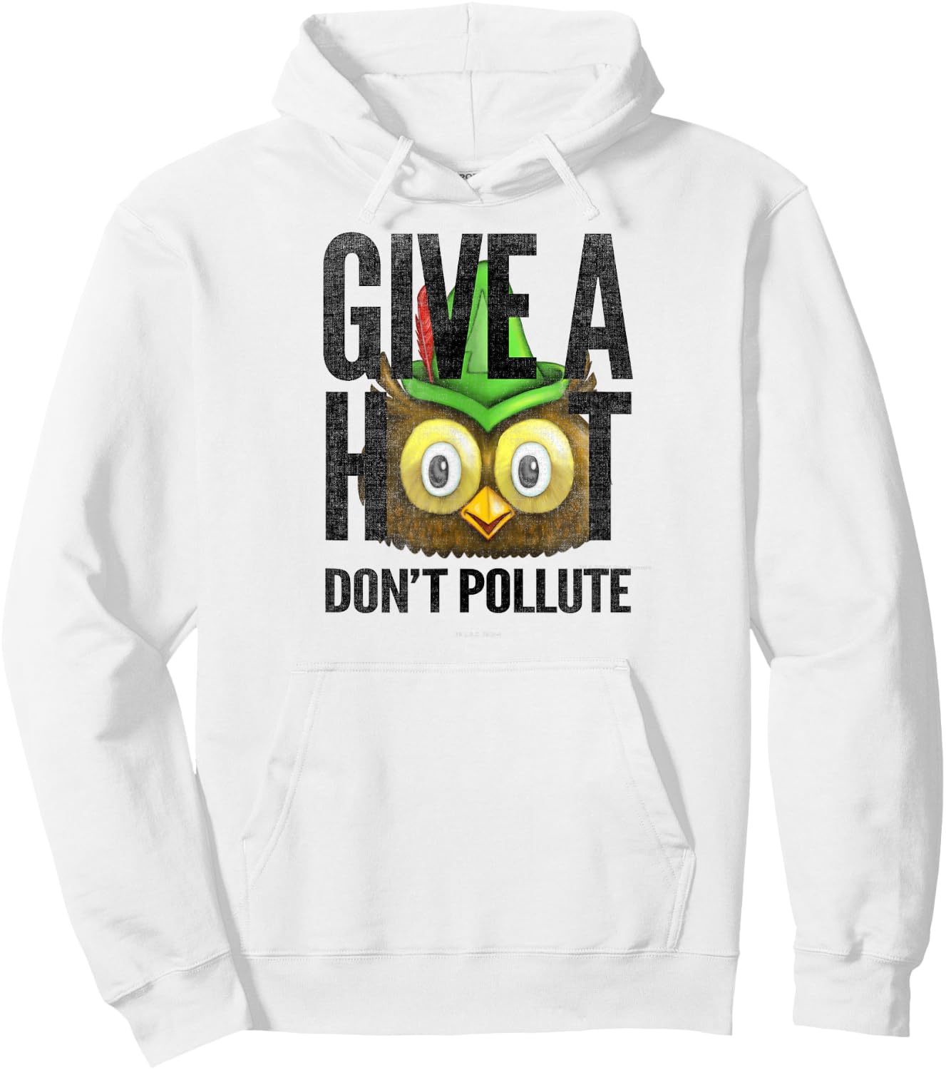 Woodsy Owl Give a Hoot Don't Pollute Distressed Vintage Hoodie - Hoodie | White