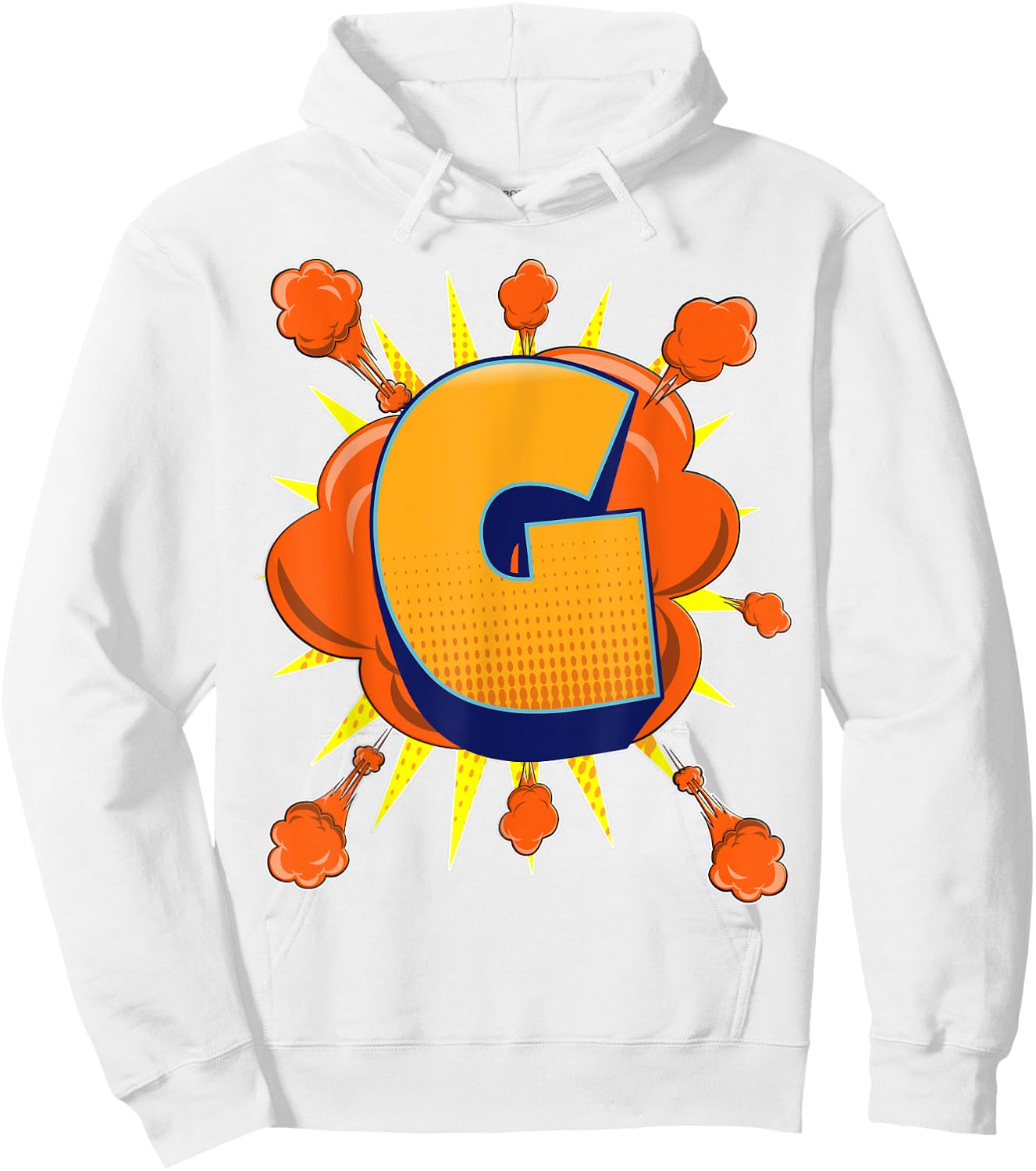 Letter G Initial Comic Book Vintage Matching Family Fun Gift Hoodie - Hoodie | White