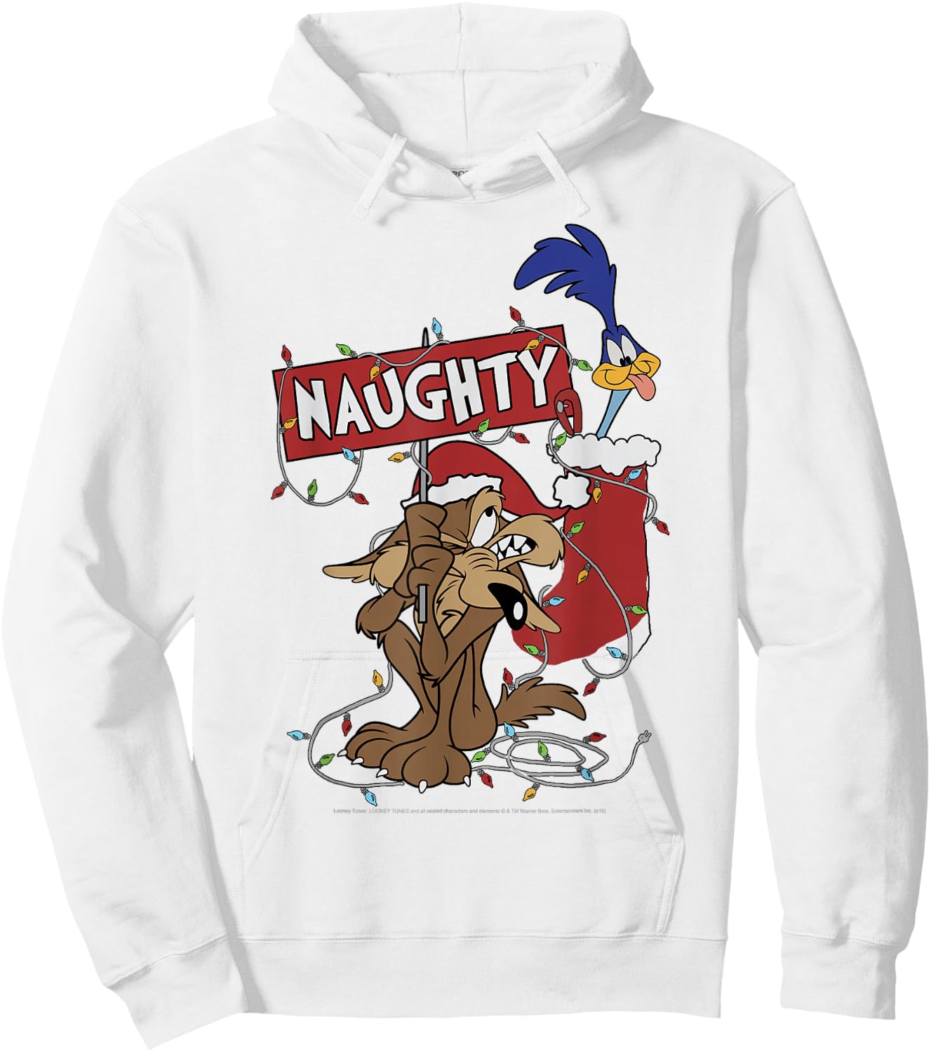 Looney Tunes Christmas Wile E. Coyote & Road Runner Naughty Hoodie - Hoodie | White