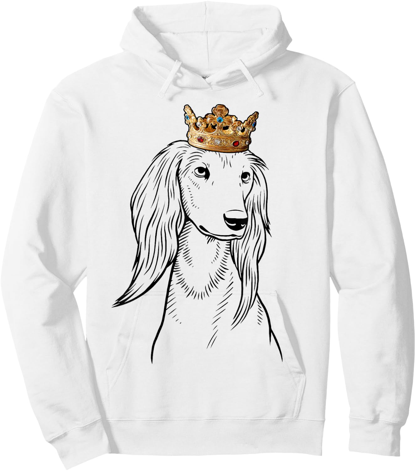 Saluki Dog Wearing Crown Hoodie - Hoodie | White